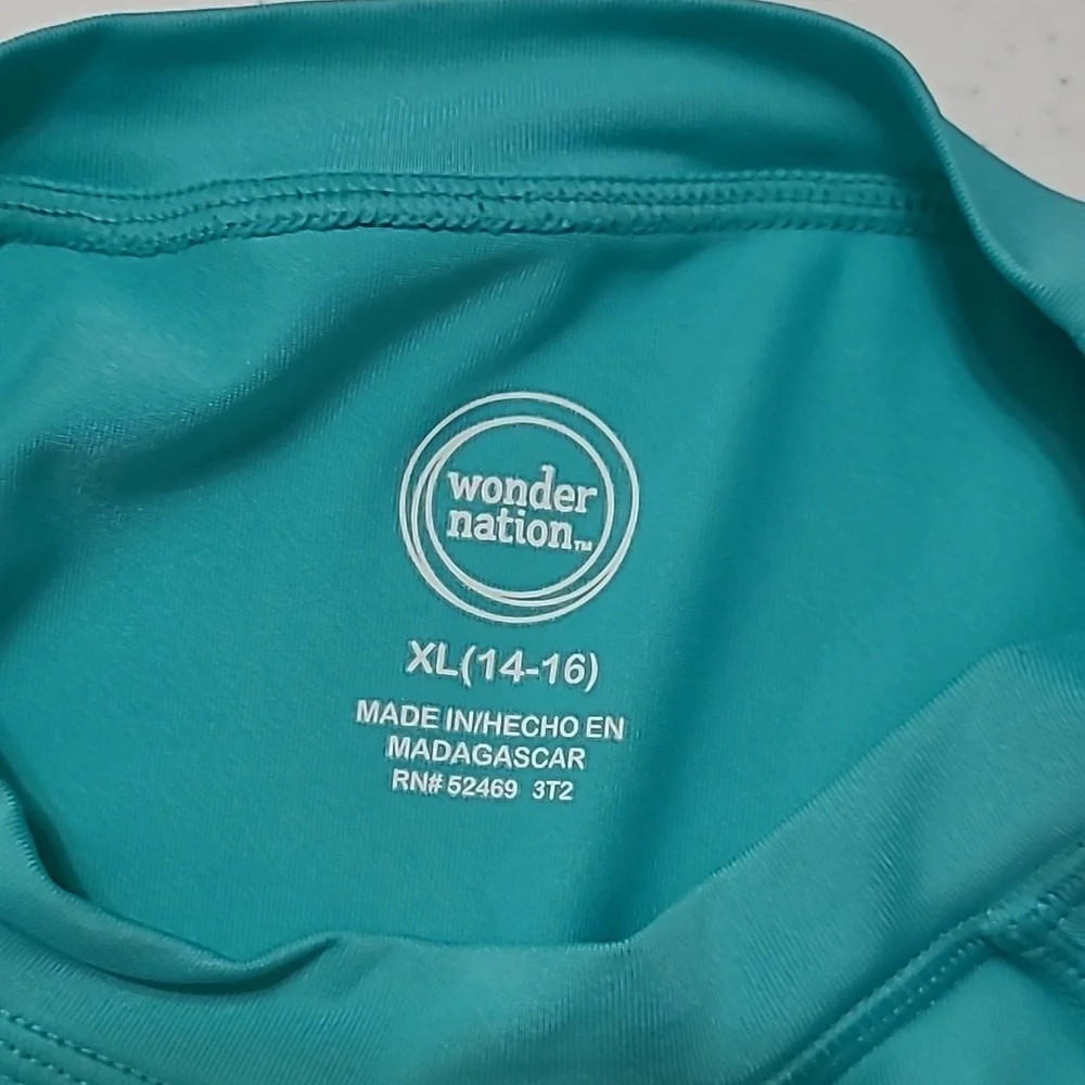 Wonder Nation Blue Tropical Print Rashguard Set size XL (16-18) - Picture 3 of 5